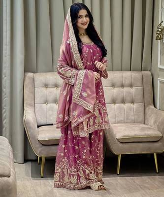 Hot pink sharara set 2