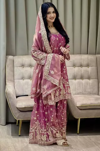 Hot pink sharara set