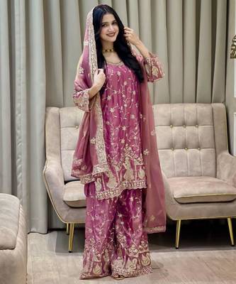 Hot pink sharara set 4