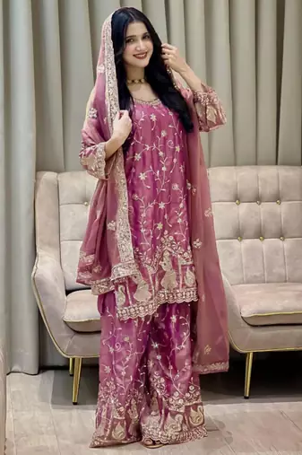 Hot pink sharara set