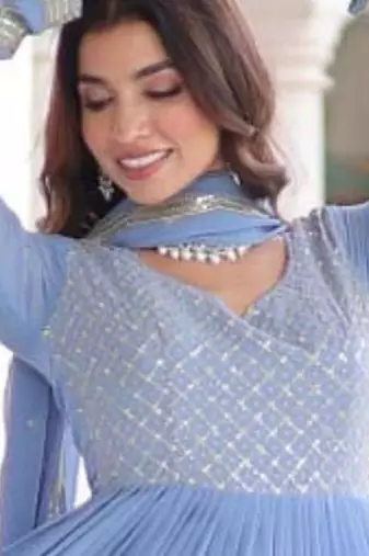 Blue anarkali set