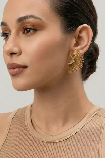 Retro rhinestone sun earrings