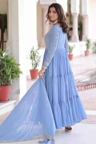 Blue anarkali set