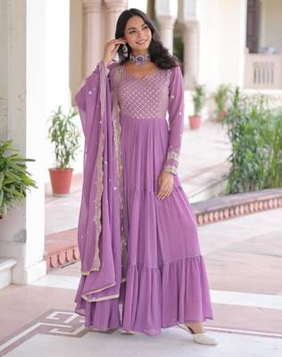 Lavender anarkali suit 4