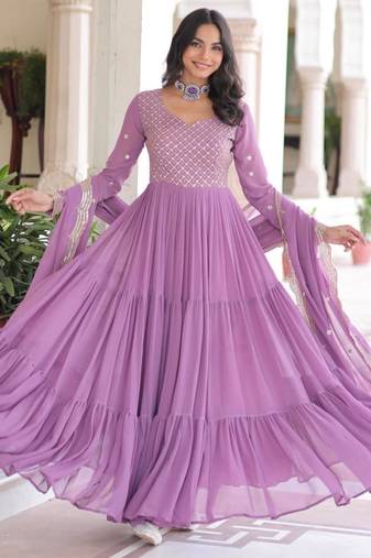 Lavender anarkali suit