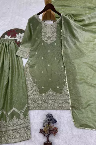 Light olive sharara suit