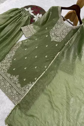 Light olive sharara suit