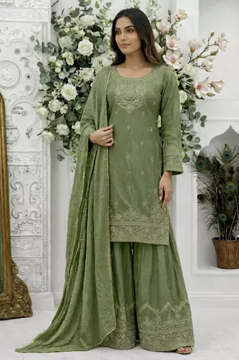 Light olive sharara suit