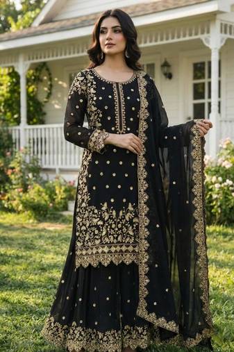 Black designer sharara suit