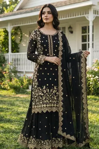 Black designer sharara suit