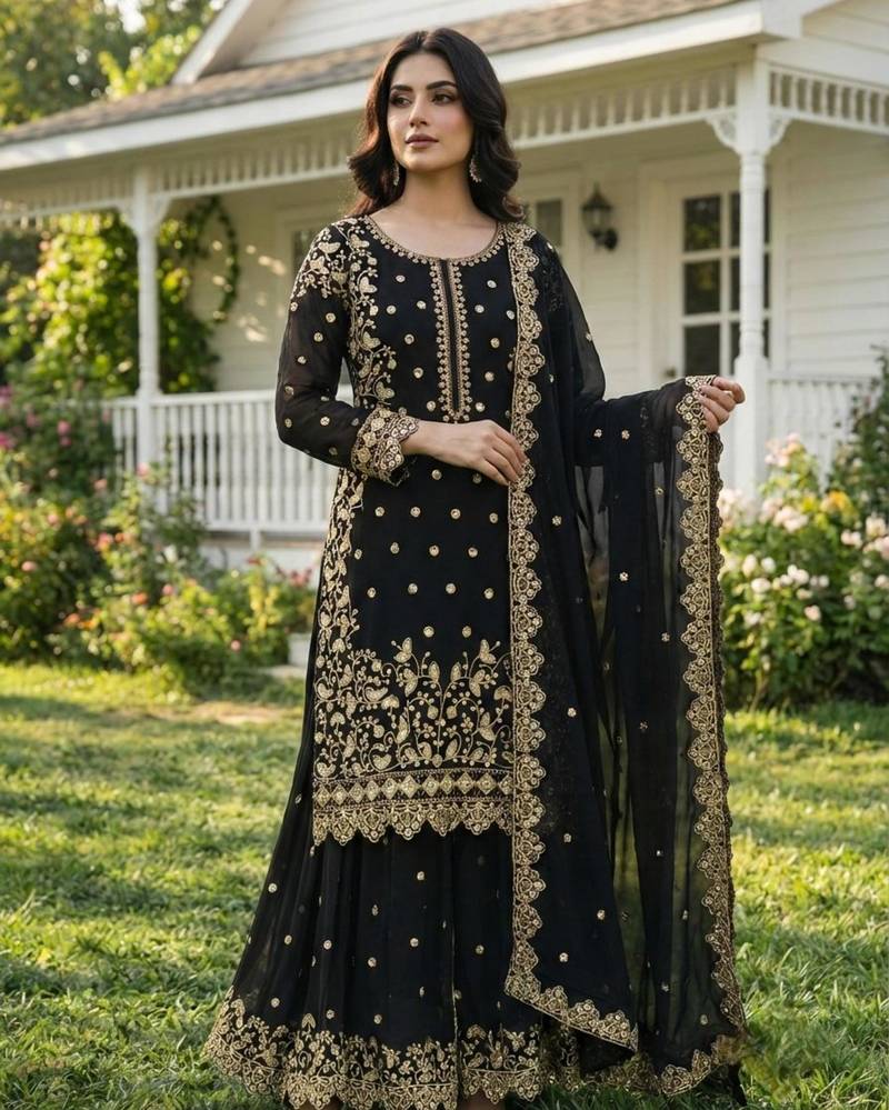 Black designer sharara suit