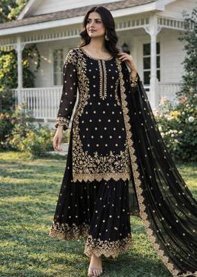 Black designer sharara suit 4