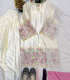 Off white FLORAL EMBELLISHED FARSHI SALWAR KAMEEZ
