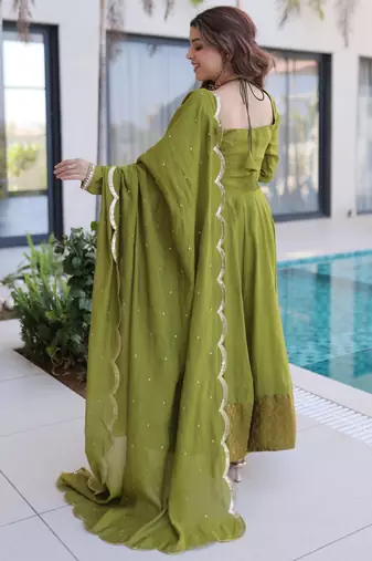 Olive anarkali set