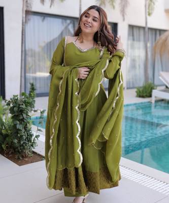 Olive anarkali set 1