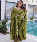 Olive anarkali set