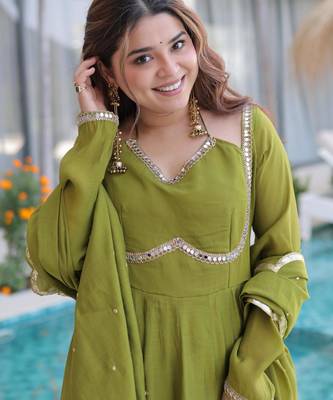 Olive anarkali set 3