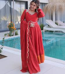 Red anarkali suit with dupatta