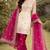 Cream kameez with rani pink palazzo embroidered suit