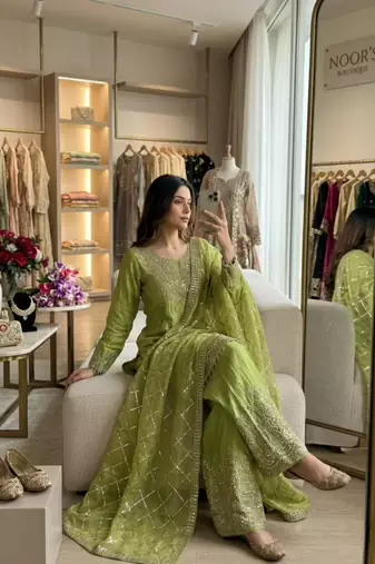 Green sharara suit