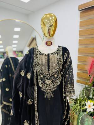 Black embroidered sharara suit 2