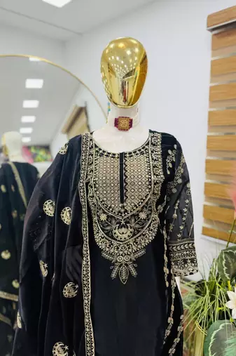 Black embroidered sharara suit