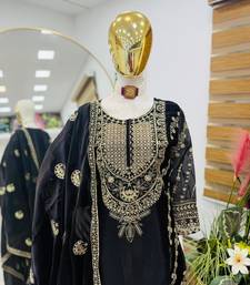Black embroidered sharara suit