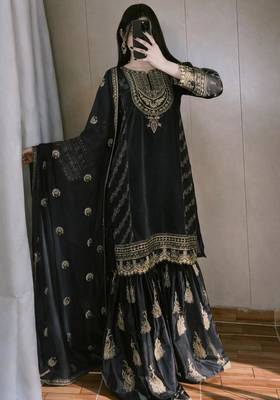Black embroidered sharara suit 1