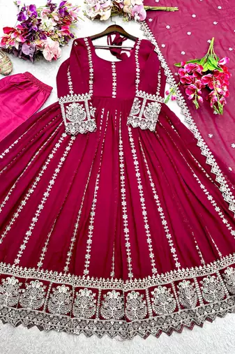 Rani pink anarkali sharara set