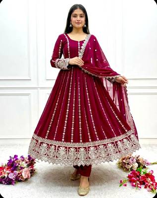 Rani pink anarkali sharara set 1