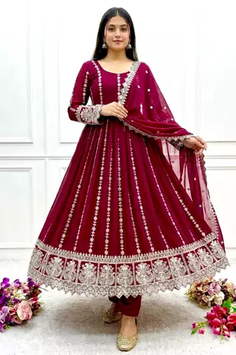 Rani pink anarkali sharara set
