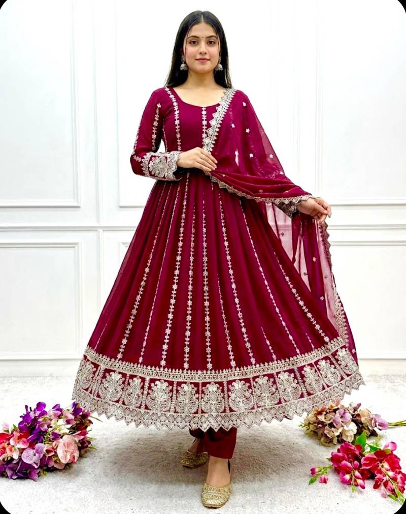 Rani pink anarkali sharara set