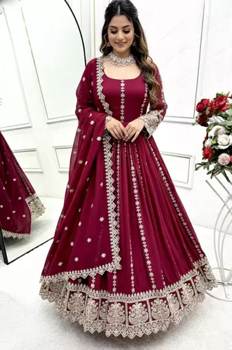 Rani pink anarkali sharara set