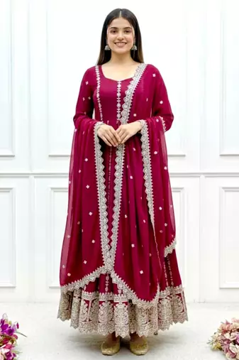 Rani pink anarkali sharara set