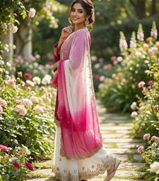 Dark magenta with white sharara set