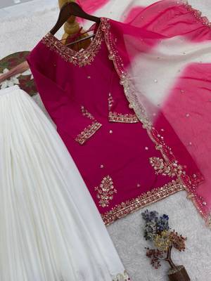 Dark magenta with white sharara set 4