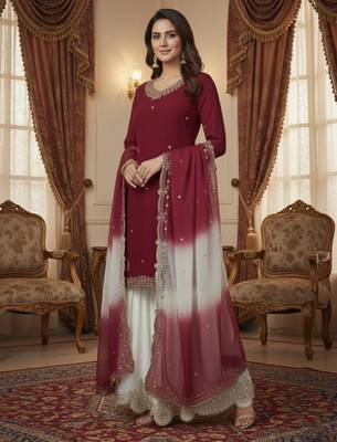 Maroon kurta with white sharara set 2