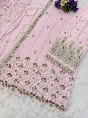 baby pink georgette embroidered sharara set 2