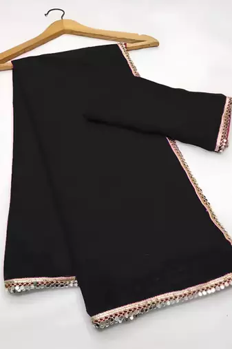 Georgette Saree with Designer Blouse & Golden Lace Border – Party Wear & Wedding Collection