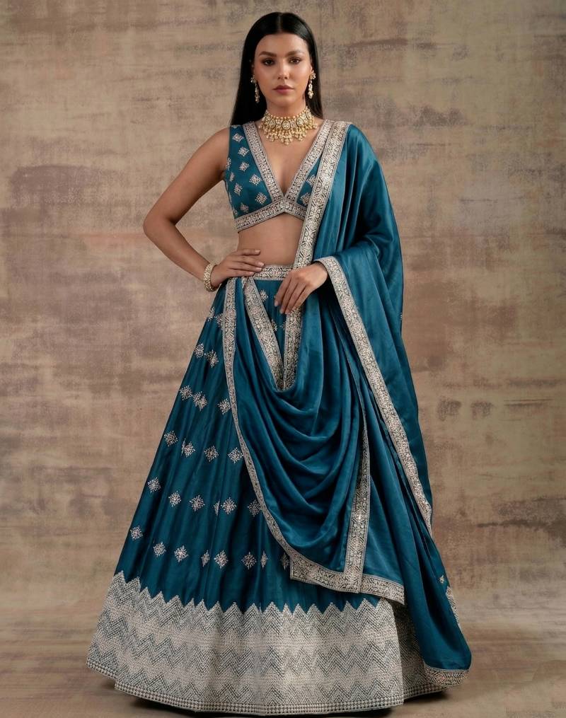 Teal Designer Premium Function Wear Lehenga Choli