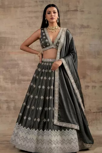 Grey Designer Premium Function Wear Lehenga Choli