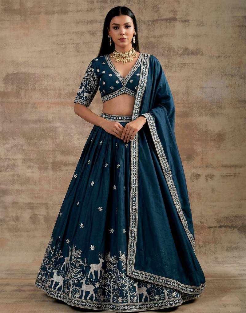 Dark-Teal Designer Premium Function Wear Lehenga Choli