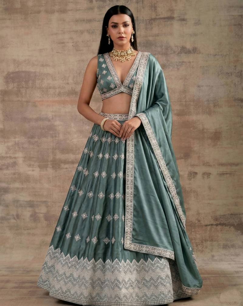 Aqua-Blue Designer Premium Function Wear Lehenga Choli