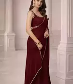 Georgette Saree with Designer Blouse & Golden Lace Border – Party Wear & Wedding Collection