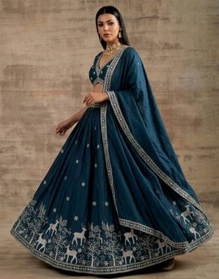Dark-Teal Designer Premium Function Wear Lehenga Choli 2