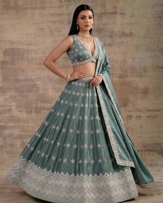 Aqua-Blue Designer Premium Function Wear Lehenga Choli 2