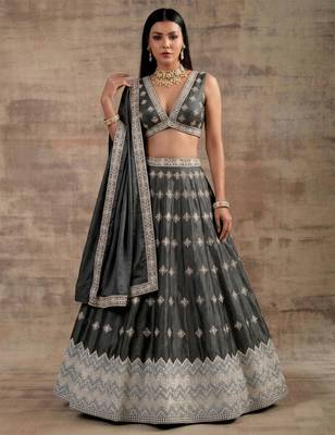 Grey Designer Premium Function Wear Lehenga Choli 3