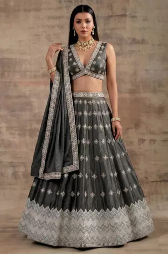 Grey Designer Premium Function Wear Lehenga Choli