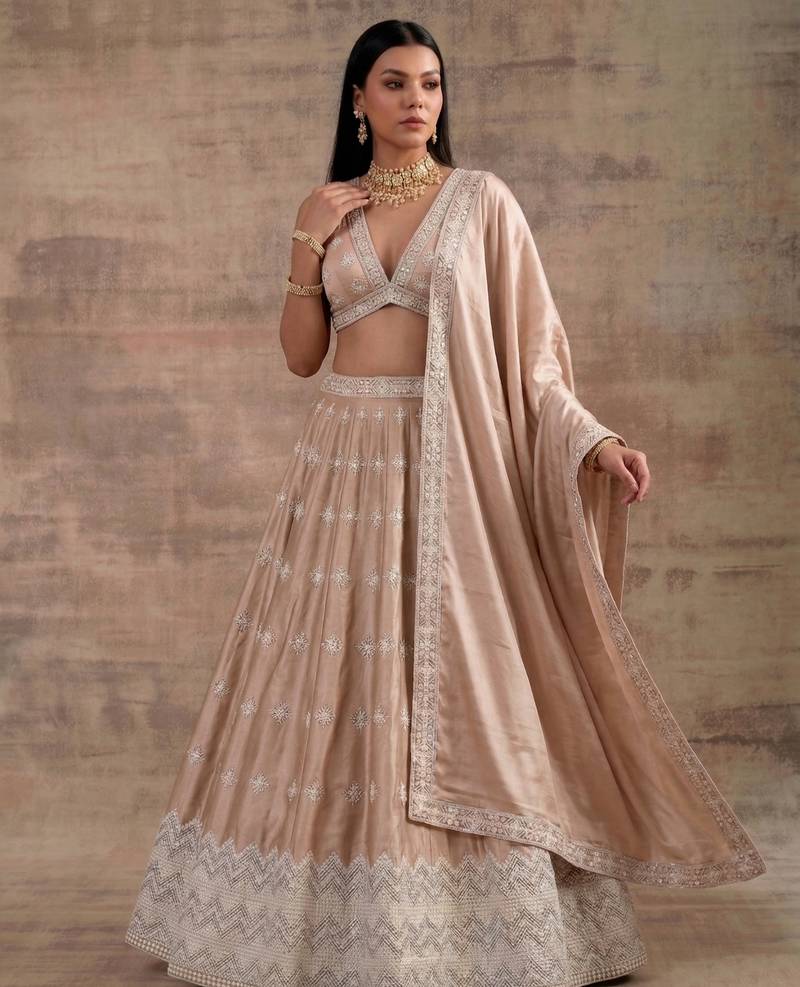 Cream Designer Premium Function Wear Lehenga Choli