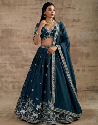 Dark-Teal Designer Premium Function Wear Lehenga Choli 3